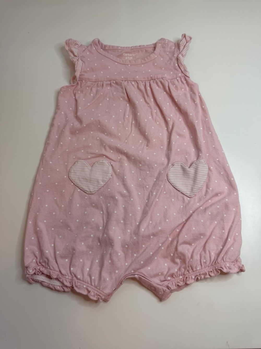 Carter's Pink Polka Dot Heart One-Piece Bodysuit